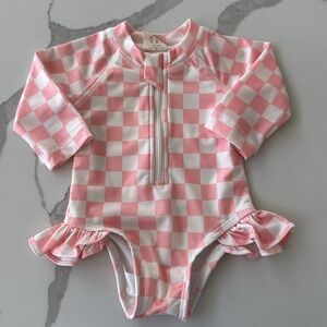 Siix Long Sleeve Checkered Swimsuit